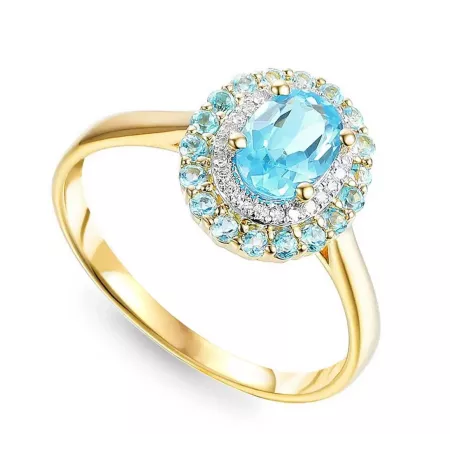 Złoty Pierścionek Topaz Diamenty Próba 585 Złoty Pierścionek Topaz Diamenty Próba 585