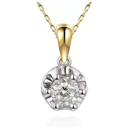 Złota 585 Zawieszka z Diamentem 0,09ct Elegancka Złota 585 Zawieszka z Diamentem 0,09ct Elegancka