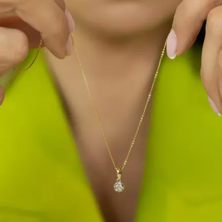 Złota 585 Zawieszka z Diamentem 0,09ct Elegancka Złota 585 Zawieszka z Diamentem 0,09ct Elegancka