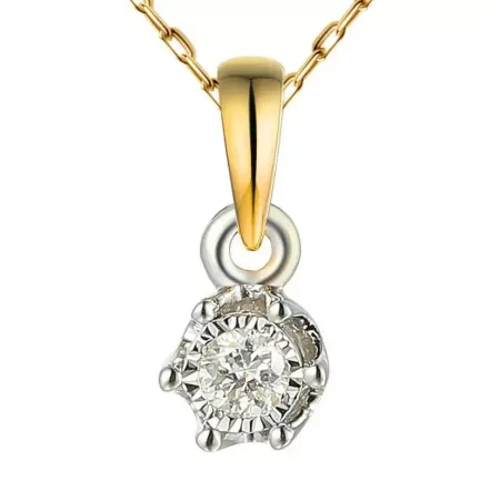 Złota 585 Zawieszka z Diamentem 0,06ct Elegancka Złota 585 Zawieszka z Diamentem 0,06ct Elegancka