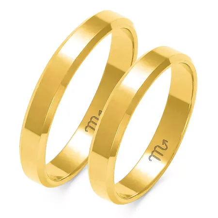 ZŁOTE 14K ŚLUBNE OBRĄCZKI FAZOWANE 3mm GRAWER ZŁOTE 14K ŚLUBNE OBRĄCZKI FAZOWANE 3mm GRAWER