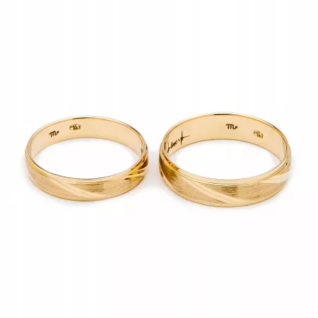 ZŁOTE 14K OBRĄCZKI ŚLUBNE PÓŁOKRĄGŁE 5mm A-227