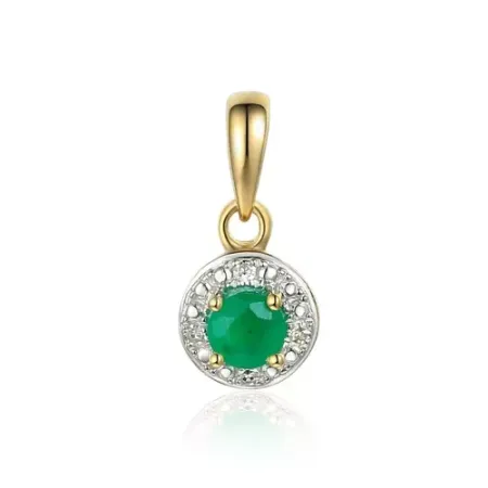 Złota Zawieszka Szmaragd Diamenty Próba 585 Złota Zawieszka Szmaragd Diamenty Próba 585