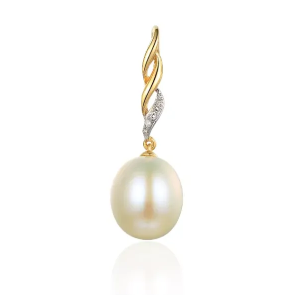 ZŁOTA ELEGANCKA ZAWIESZKA PERŁA DIAMENTY PREZENT