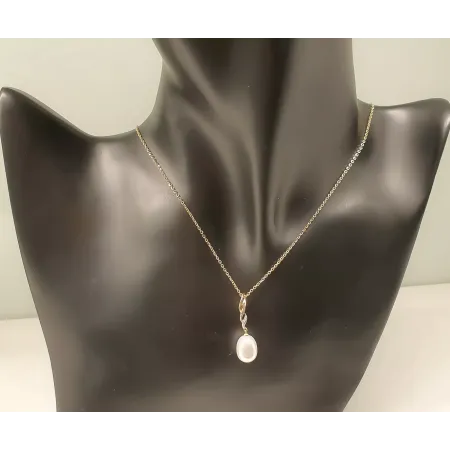 ZŁOTA ELEGANCKA ZAWIESZKA PERŁA DIAMENTY PREZENT ZŁOTA ELEGANCKA ZAWIESZKA PERŁA DIAMENTY PREZENT