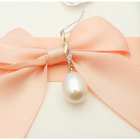 ZŁOTA ELEGANCKA ZAWIESZKA PERŁA DIAMENTY PREZENT ZŁOTA ELEGANCKA ZAWIESZKA PERŁA DIAMENTY PREZENT