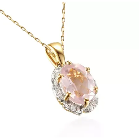 Złota Zawieszka Kwarc Różowy Diamenty Próba 585 Złota Zawieszka Kwarc Różowy Diamenty Próba 585
