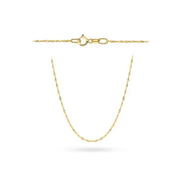 Złoty Damski Łańcuszek 585 Singapur 45cm Diament