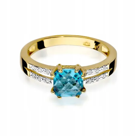Złoty Pierścionek 585 Topaz 1,10CT Brylanty GRAWER Złoty Pierścionek 585 Topaz 1,10CT Brylanty GRAWER