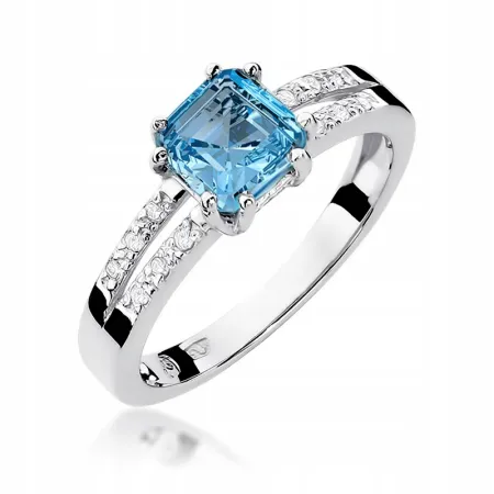 Złoty Pierścionek 585 Topaz 1,10CT Brylanty GRAWER Złoty Pierścionek 585 Topaz 1,10CT Brylanty GRAWER