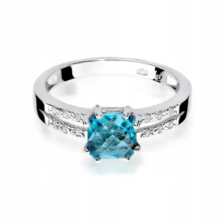 Złoty Pierścionek 585 Topaz 1,10CT Brylanty GRAWER Złoty Pierścionek 585 Topaz 1,10CT Brylanty GRAWER