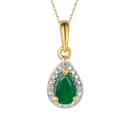 Złota 585 Zawieszka Łezka Szmaragd i Diamenty Złota 585 Zawieszka Łezka Szmaragd i Diamenty