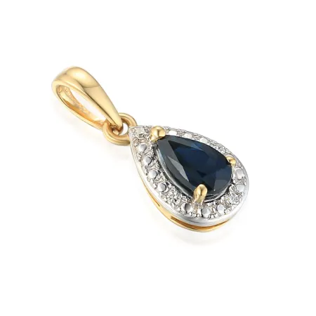 Złota 585 Zawieszka Łezka Szafir i Diamenty Złota 585 Zawieszka Łezka Szafir i Diamenty