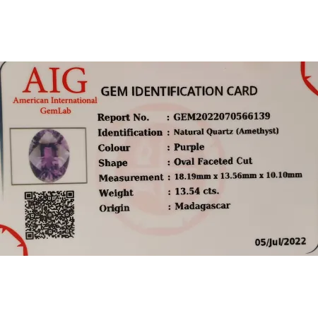 Naturalny Ametyst 13,54 ct + Certyfikat