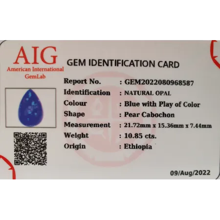 Opal Naturalny 10,85ct + Certyfikat