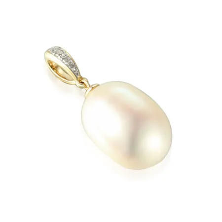 Złota Zawieszka 585 z Perłą i Diamentami Złota Zawieszka 585 z Perłą i Diamentami