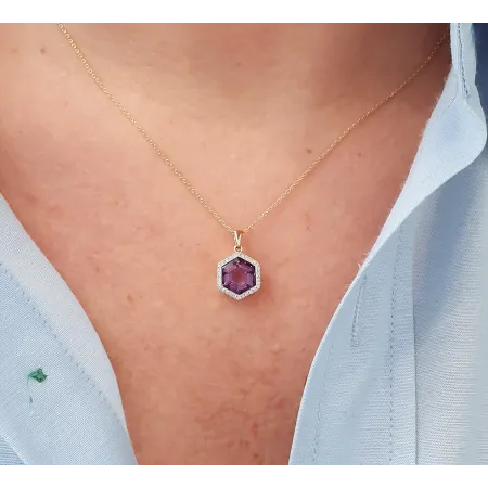 Złote 585 Zawieszka Ametyst Diamenty Złote 585 Zawieszka Ametyst Diamenty