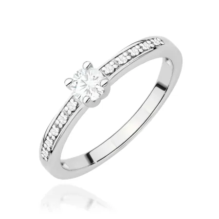 Złoty Pierścionek 585 Diament Laboratoryjny 0.20ct
