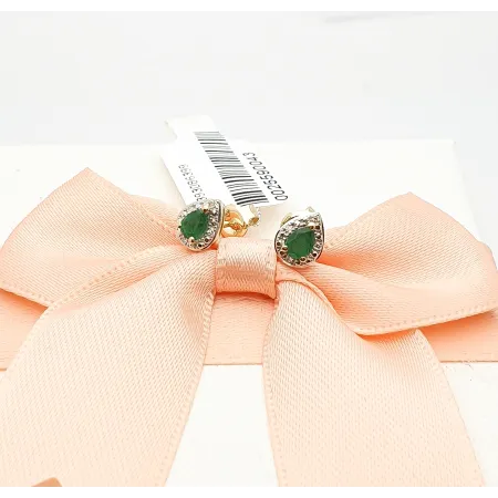 Złote Kolczyki 585 Łezki Szmaragd Diamenty Sztyft Złote Kolczyki 585 Łezki Szmaragd Diamenty Sztyft