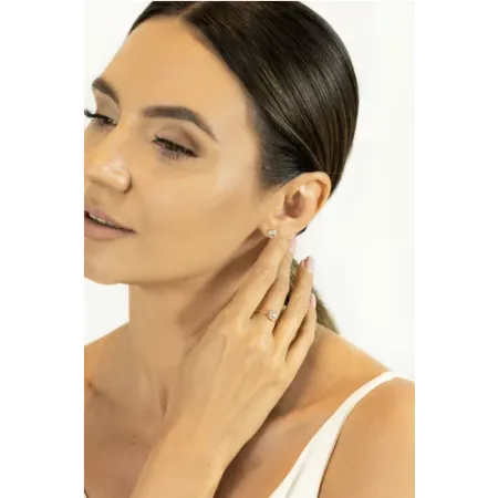 ZŁOTE KOLCZYKI 585 MORGANIT DIAMENTY SZTYFT