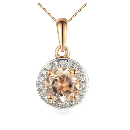 ZŁOTA 585 ZAWIESZKA MORGANIT Z DIAMENTAMI ZŁOTA 585 ZAWIESZKA MORGANIT Z DIAMENTAMI