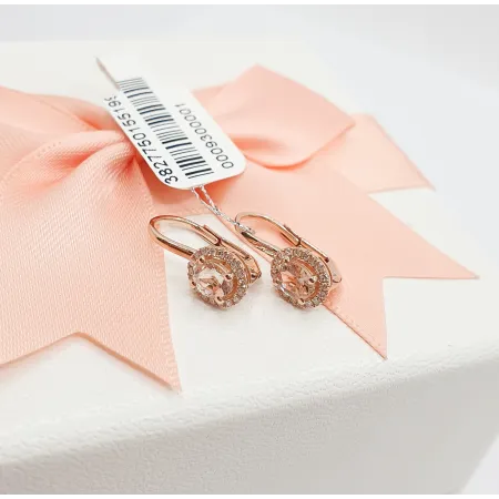 RÓŻOWY 585 KOLCZYKI MORGANIT DIAMENTY PATENTKA