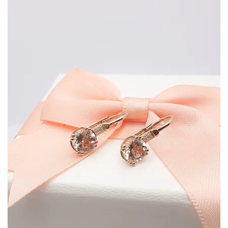 Kolczyki Morganit i Diamenty Patentka Próba 585