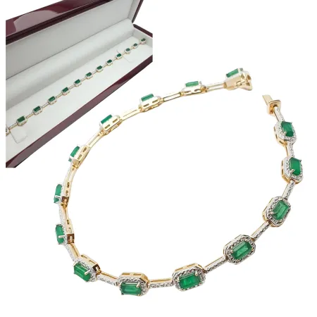 ZŁOTA BRANSOLETKA EKSKLUZYWNA SZMARAGDY DIAMENTY