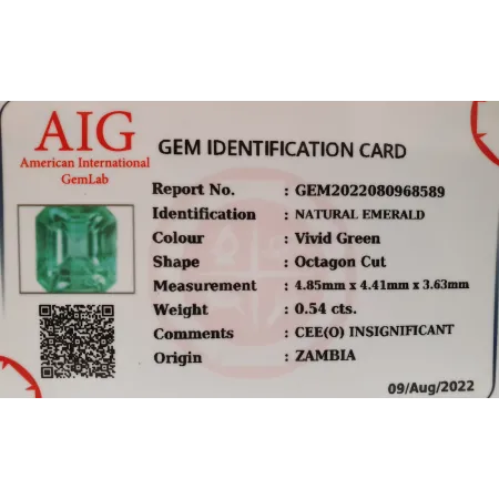 Szmaragd Naturany 0,54 ct + Certyfikat