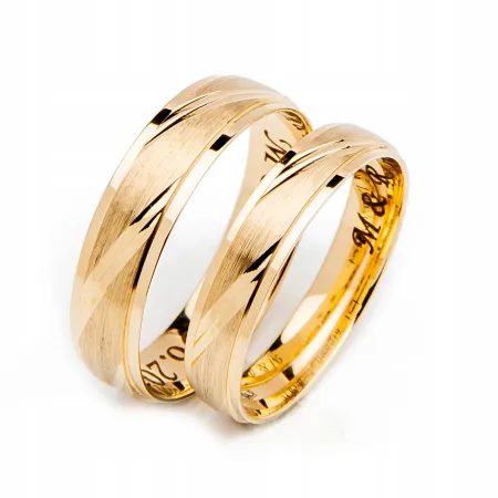 ZŁOTE 8K OBRĄCZKI ŚLUBNE PÓŁOKRĄGŁE 5mm A-227