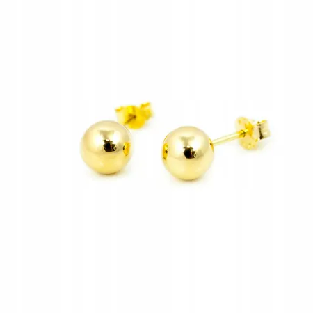 ZŁOTE KOLCZYKI 585 KULKI 8,0 mm POŁYSK SZTYFT