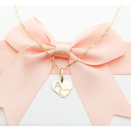 Złota Zawieszka Literka ''A'' w Sercu 585
