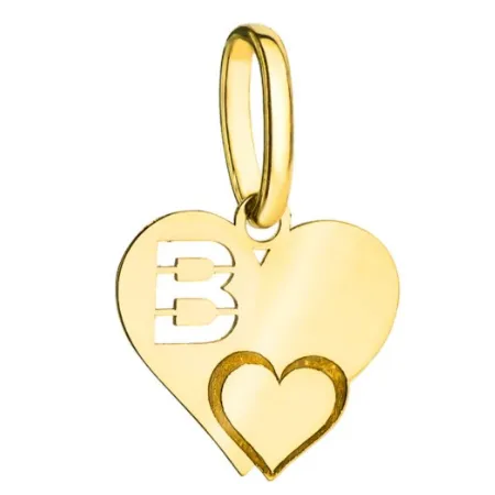 Złota Zawieszka Literka ''B'' w Sercu 585