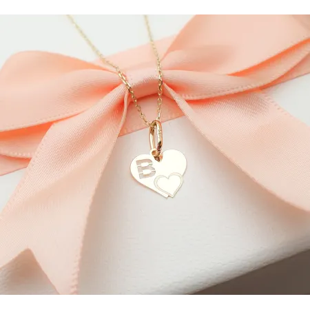 Złota Zawieszka Literka ''B'' w Sercu 585