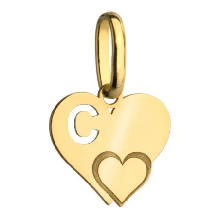 Złota Zawieszka Literka ''C'' w Sercu 585