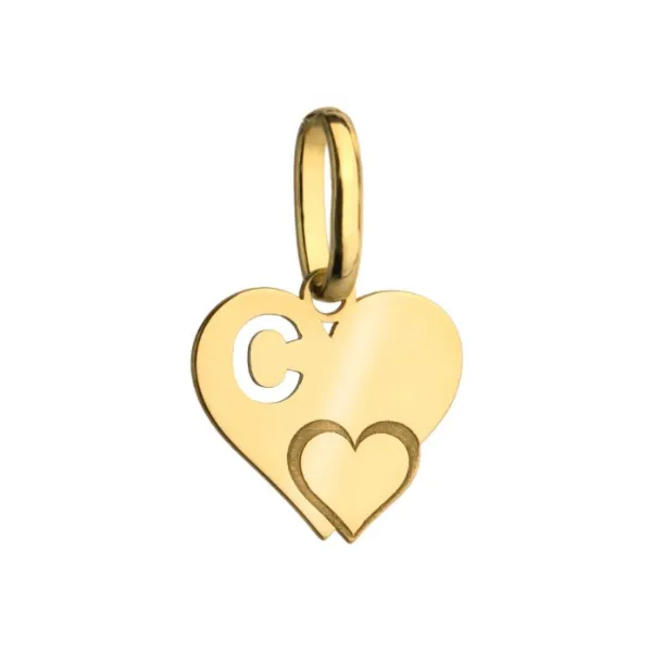 Złota Zawieszka Literka ''C'' w Sercu 585