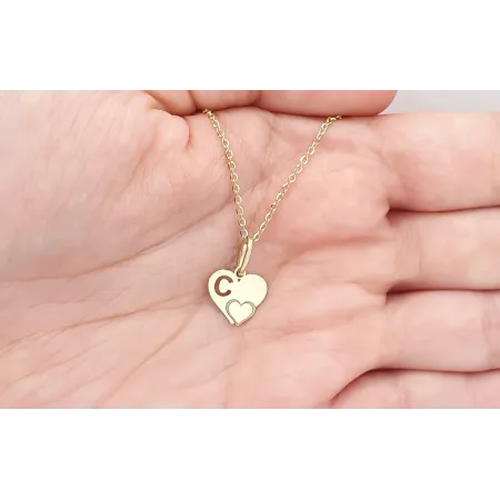 Złota Zawieszka Literka ''C'' w Sercu 585