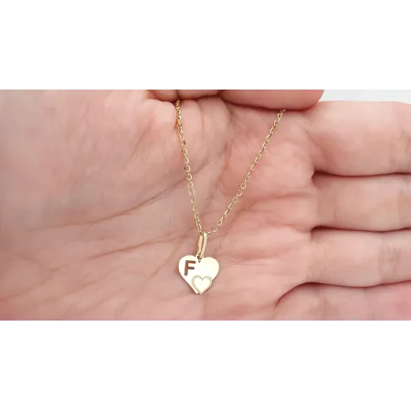 Złota Zawieszka Literka ''F'' w Sercu 585