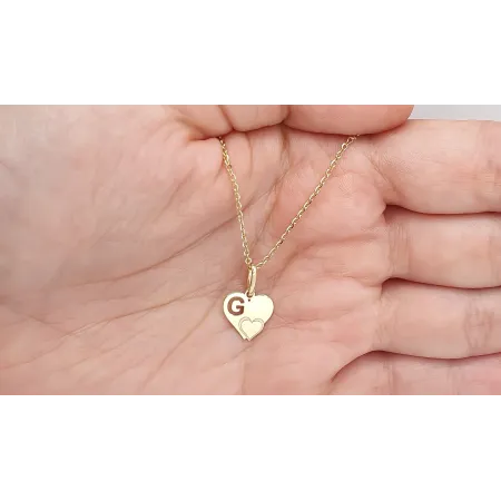 Złota Zawieszka Literka ''G'' w Sercu 585