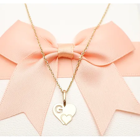Złota Zawieszka Literka ''G'' w Sercu 585
