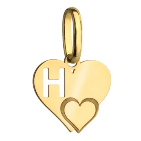 Złota Zawieszka Literka ''H'' w Sercu 585