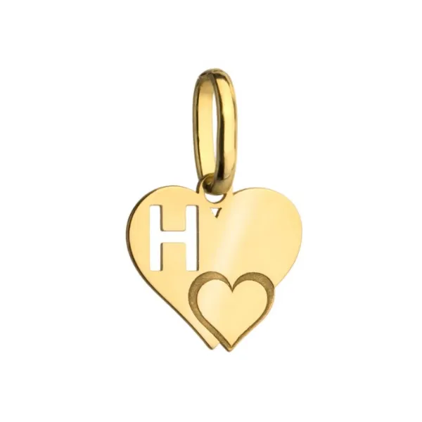 Złota Zawieszka Literka ''H'' w Sercu 585