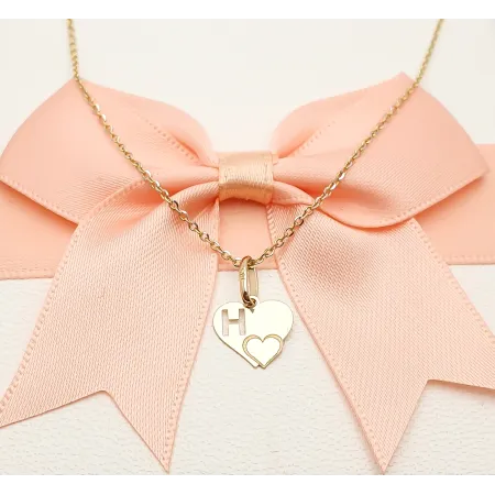 Złota Zawieszka Literka ''H'' w Sercu 585