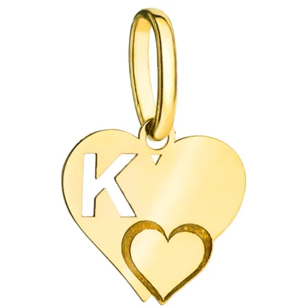 Złota Zawieszka Literka ''K'' w Sercu 585