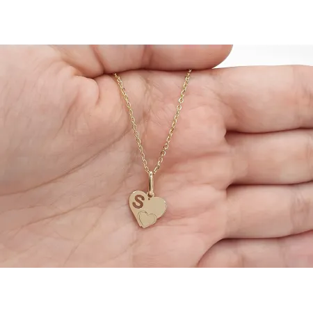 Złota Zawieszka Literka ''S'' w Sercu 585