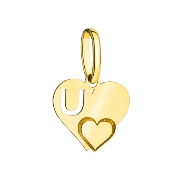 Złota Zawieszka Literka ''U'' w Sercu 585