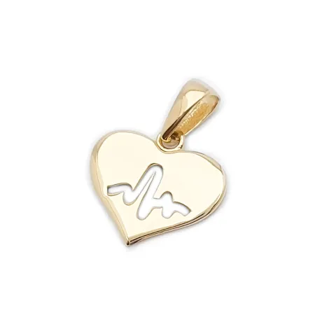 Złota 585 Zawieszka Serce z Linią Życia