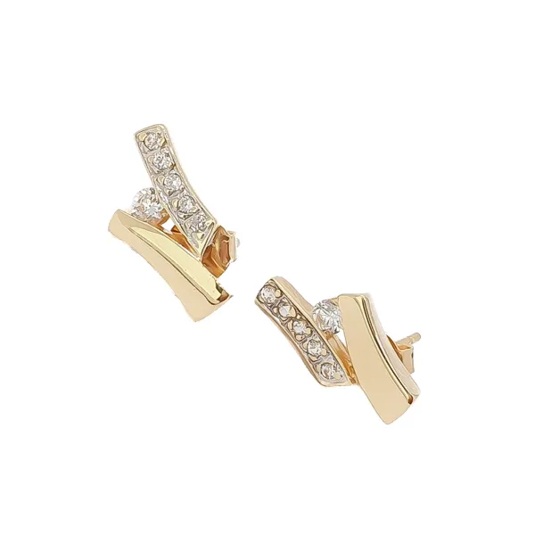 ZŁOTE ŚLICZNE KOLCZYKI CYRKONIE PRÓBA 585