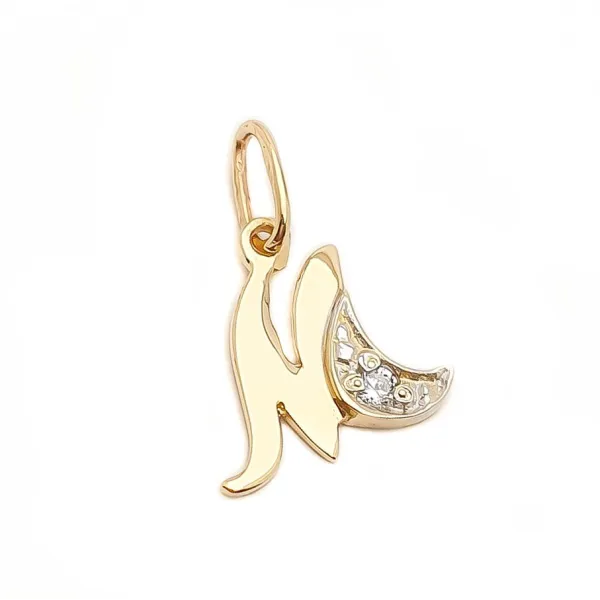 ZŁOTA 585 ZAWIESZKA LITERKA M Z CYRKONIĄ