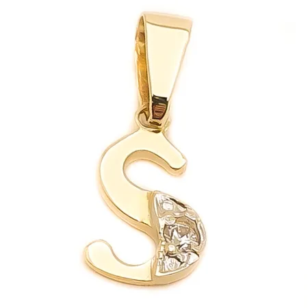 ZŁOTA ZAWIESZKA 585 LITERKA S z CYRKONIĄ 